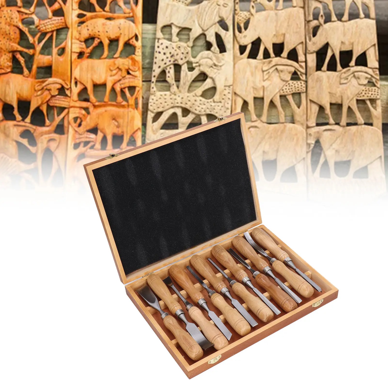Chisel Set Wood - 12Pcs/Set Wood Carving Tools,CRV Blade Wooden