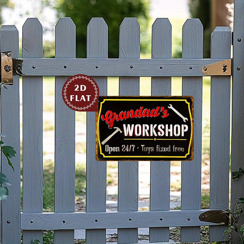 Workshop Tools Toy - Vintage Metal Wall Sign - Grandad's