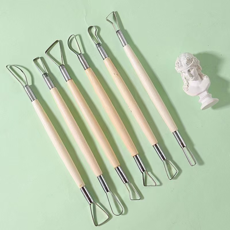 Chisel Set Wood - 6PCS wooden handle wax pottery clay
