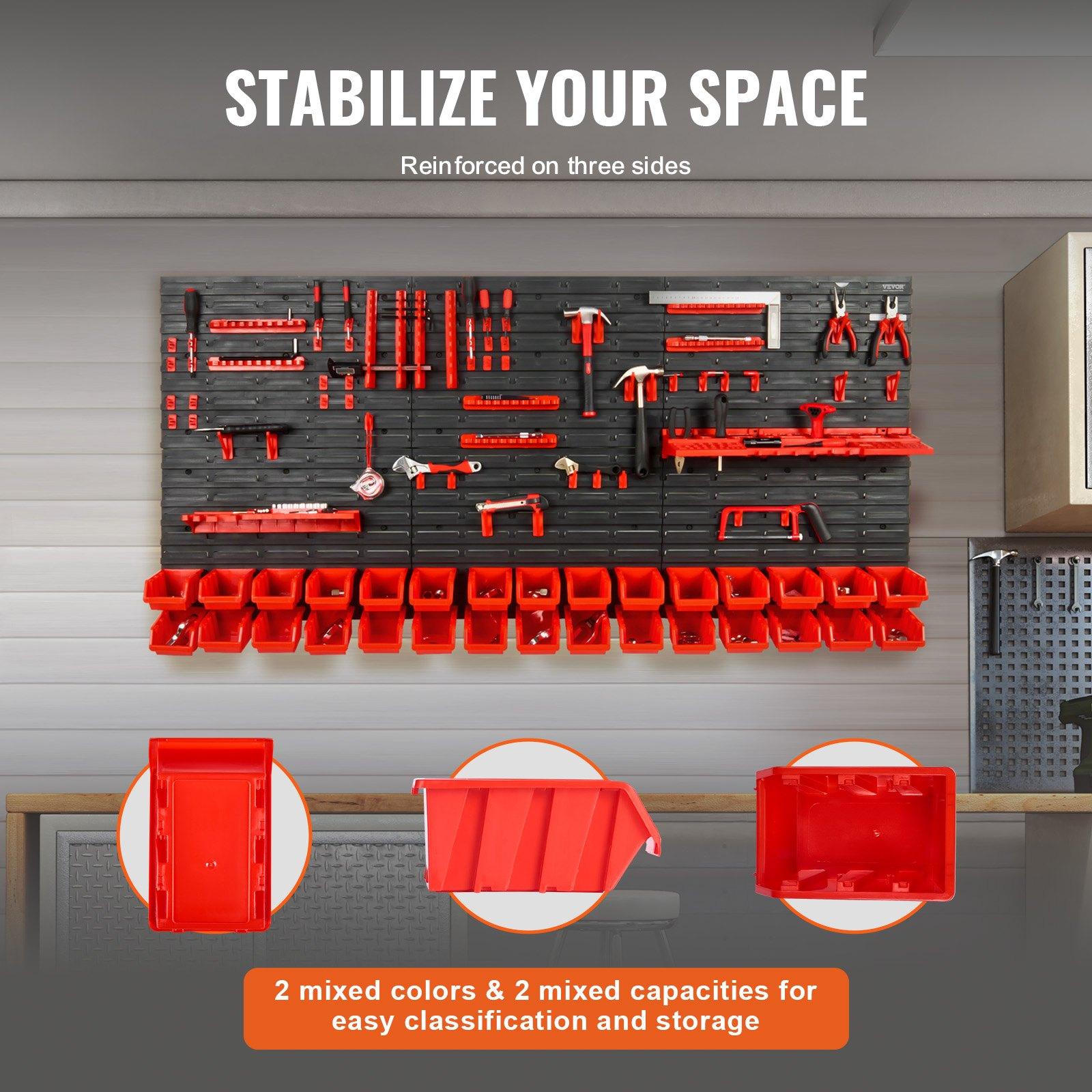 Wall Mounted 30-Bin Plastic Pa - Workshop Tools Rack 评论和价格
