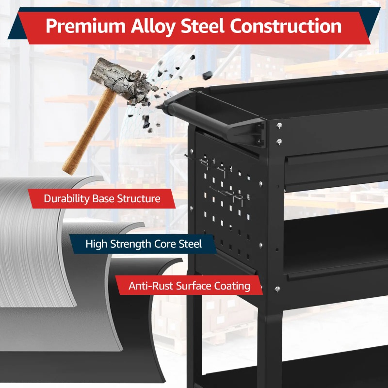 3-Tier Rolling Tool Cart Heavy - Workshop Garage Tools Manufacturer 评论和价格